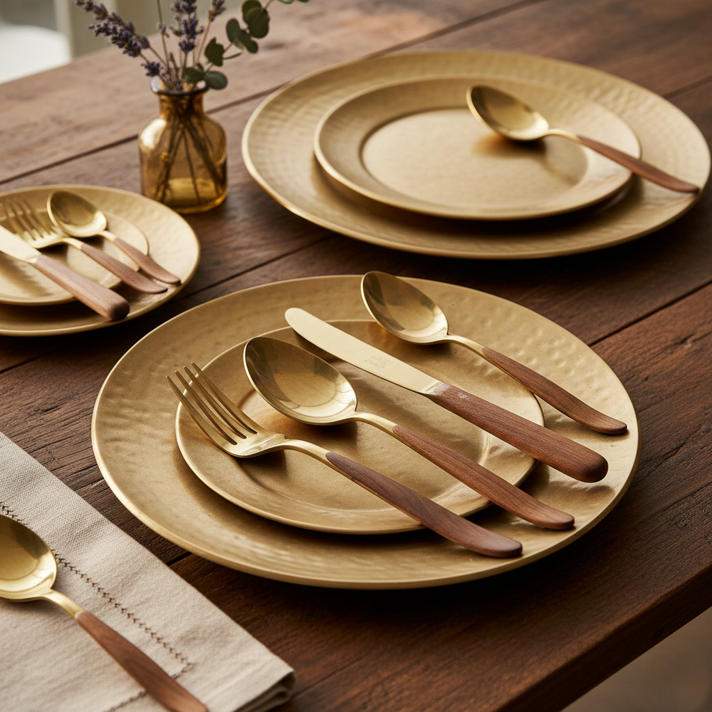 Gemini_Generated_Image_vk1p1svk1p1svk1p Handmade Brass Plate & Cutlery Set (24-Piece) - Image 1