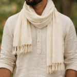 Handwoven Natural Cotton Men’s Scarf